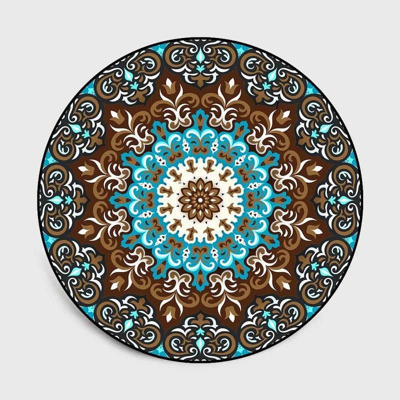 Bohemia Mandala Round Carpet Floor Mat – Vibrant Boho Style for Yoga, Meditation & Home Décor