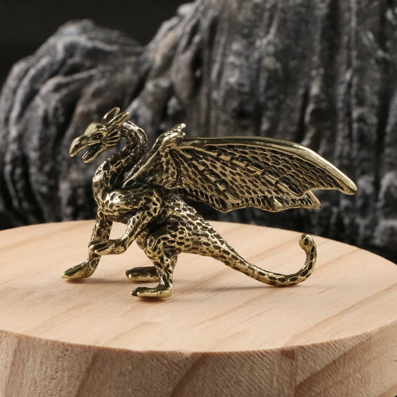 Solid Brass Pterosaur Dragon Statue – Mythical Creature Decor for Power & Fantasy Vibes