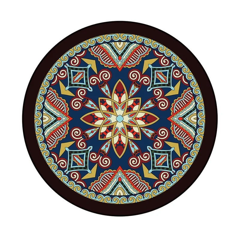 Bohemia Mandala Round Carpet Floor Mat – Vibrant Boho Style for Yoga, Meditation & Home Décor