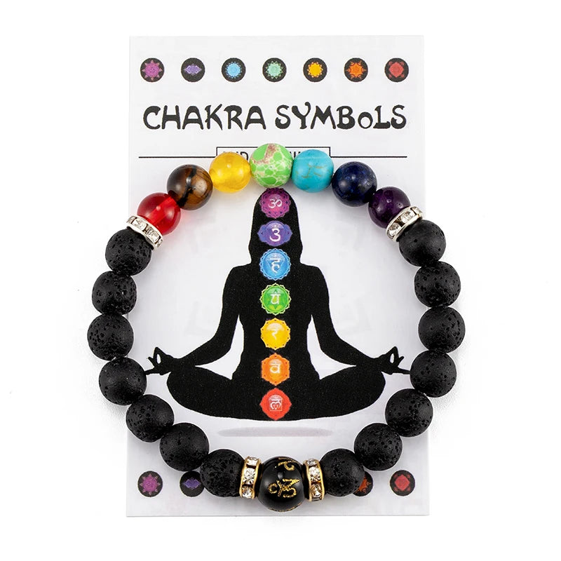 7 Chakra Healing Bracelet with Meaning Card – Natural Crystal Jewelry for Men & Women