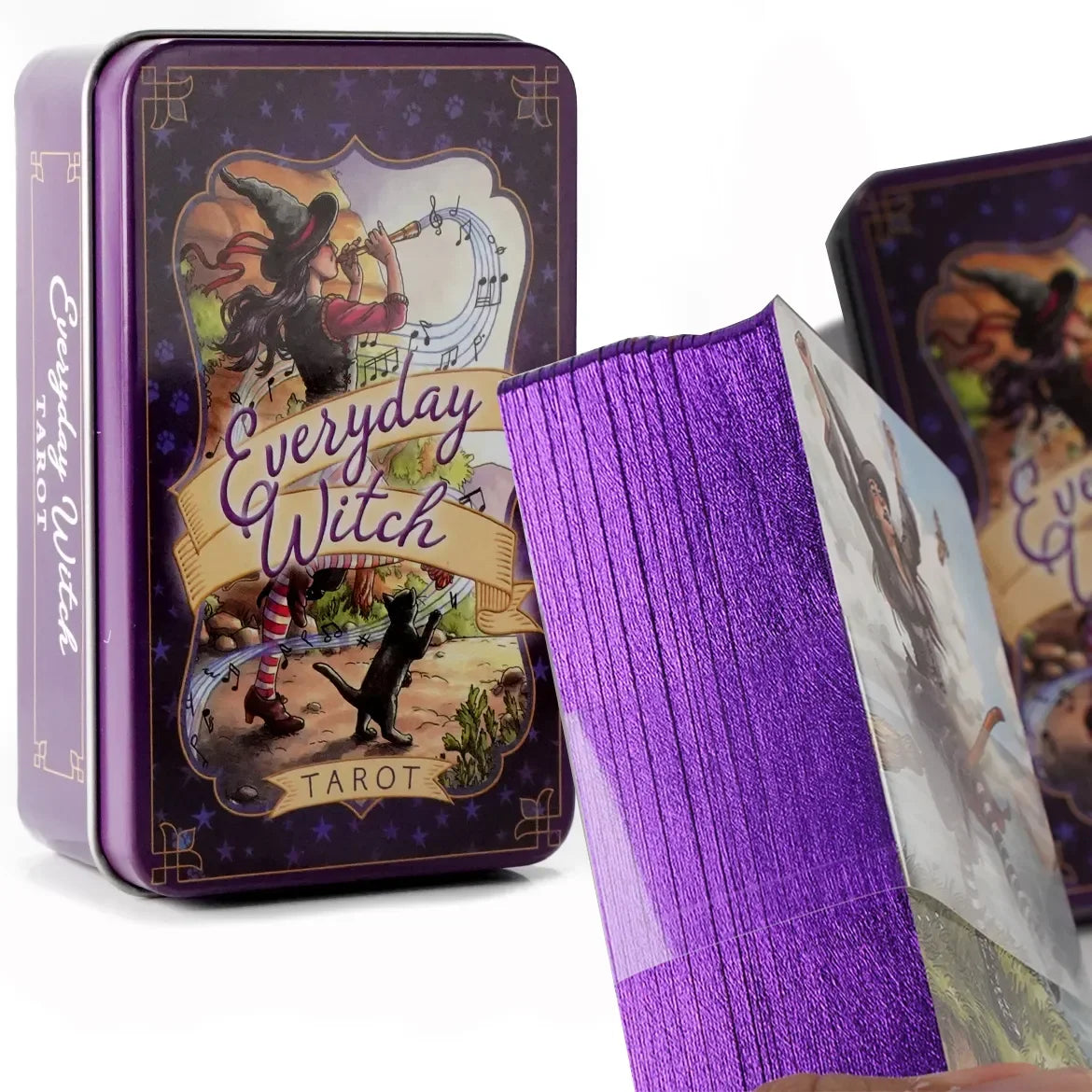 Everyday Witch Tarot Cards – 78-Card Deck in a Collectible Tin Metal Box