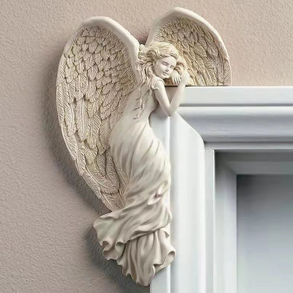 Angel Wings Resin Door Frame Ornament – Heavenly Protection & Blessings for Your Home