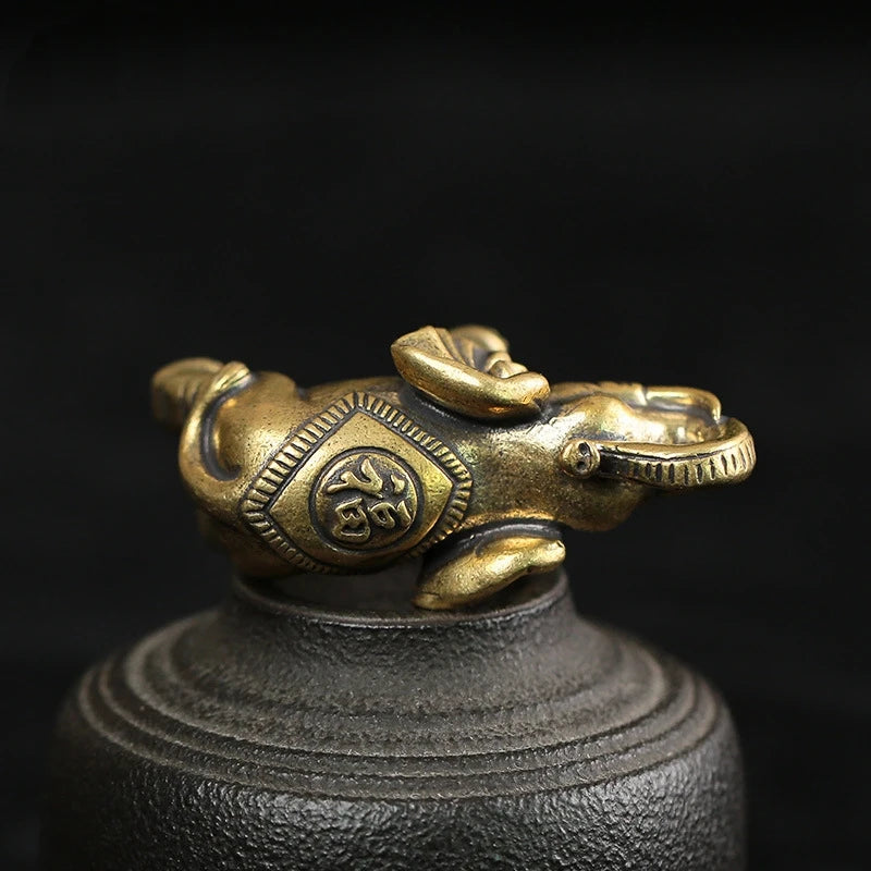 Cute Antique Bronze Elephant Miniature Figurines – Symbol of Luck, Wisdom & Strength