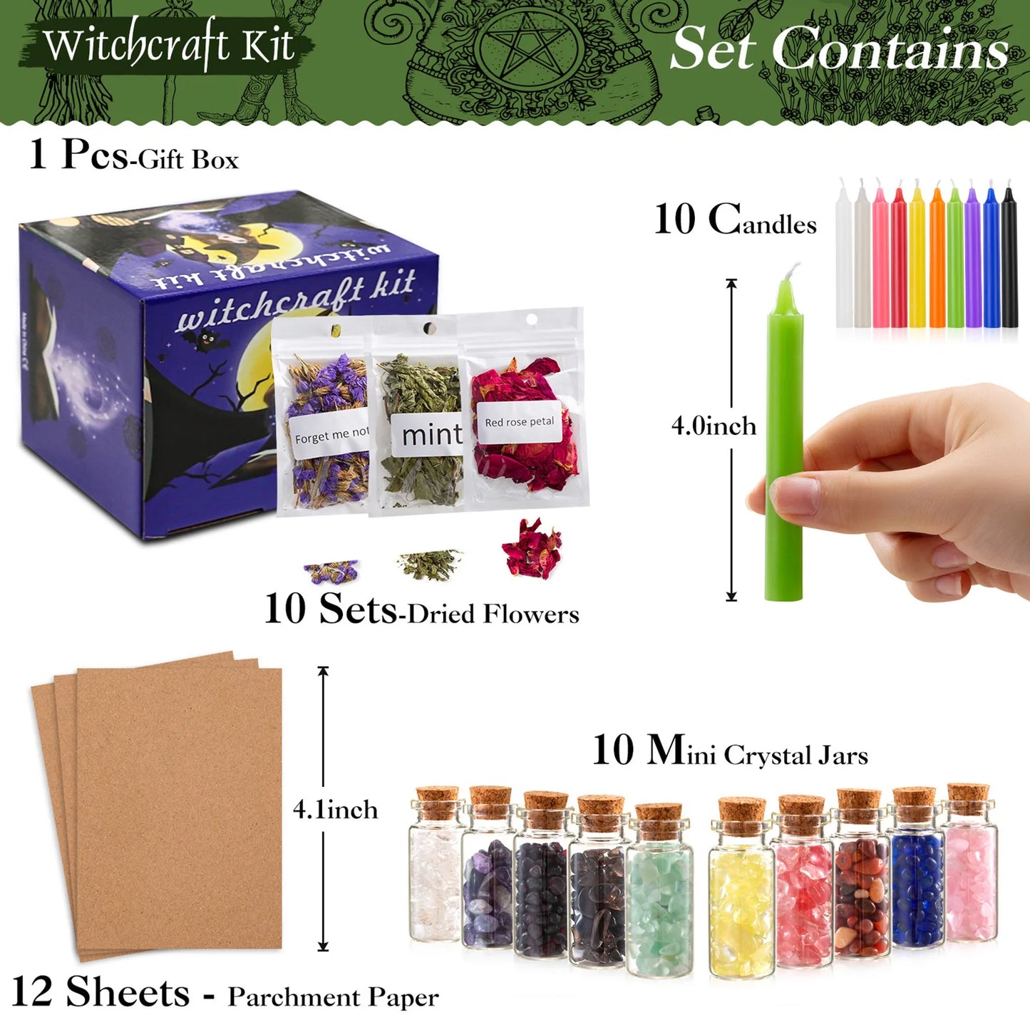 Witch Spells Supplies Kit – Magical Tools for Rituals, Spellcasting & Spiritual Practice