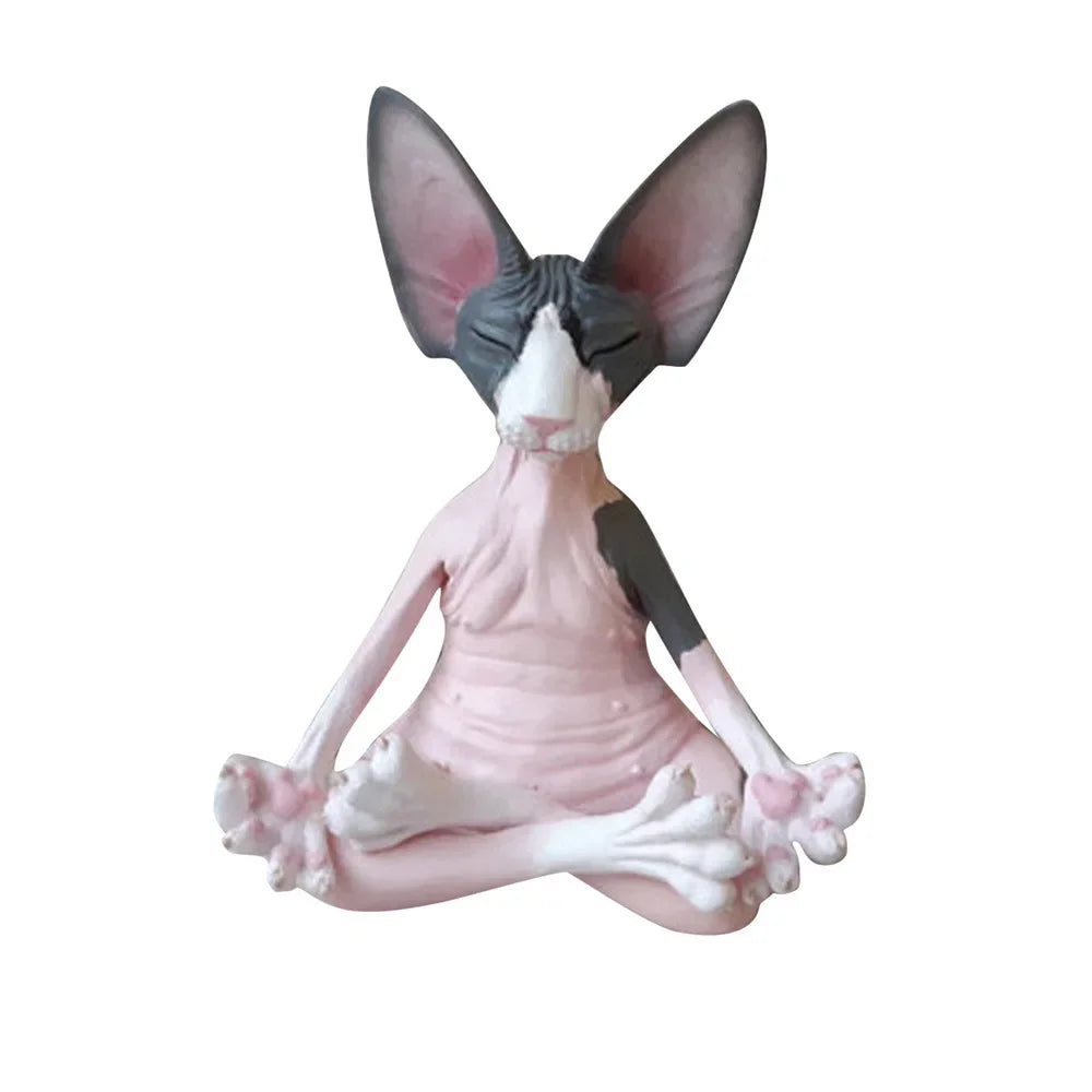 Meditating Yoga Cat Figurine – Zen Decor for Home, Office & Spiritual Vibes