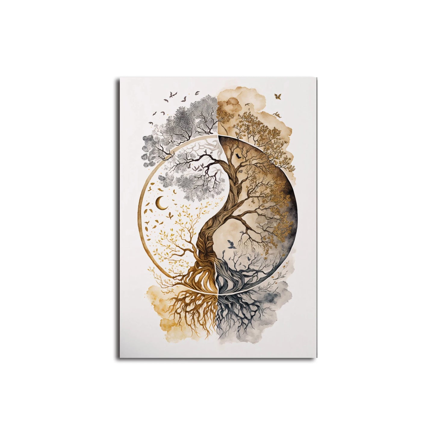 Tree of Life & Buddha Canvas Wall Art – Nordic-Inspired Spiritual Decor for Home & Meditation Spaces