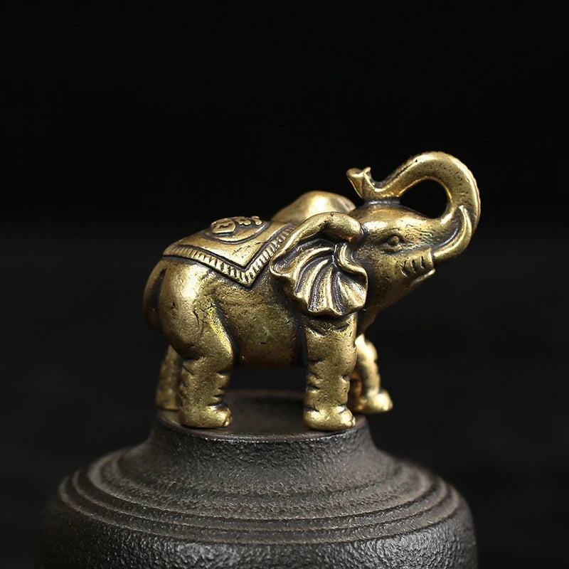 Cute Antique Bronze Elephant Miniature Figurines – Symbol of Luck, Wisdom & Strength