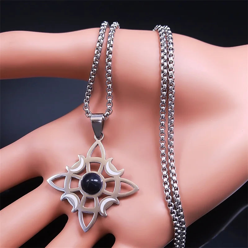 Wicca Celtic Knot Triple Moon Goddess Necklace – Symbol of Divine Feminine & Lunar Power