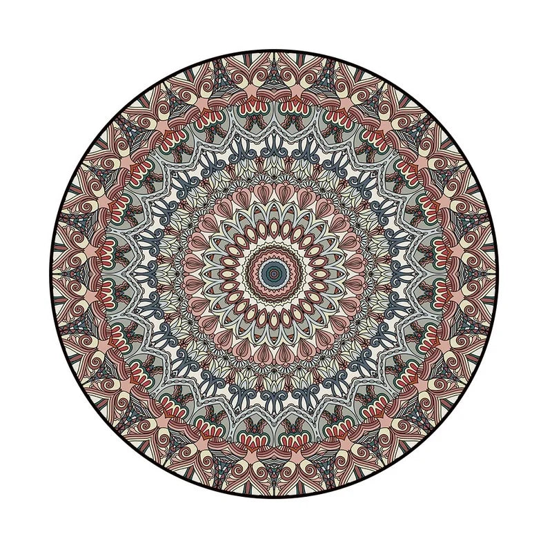 Bohemia Mandala Round Carpet Floor Mat – Vibrant Boho Style for Yoga, Meditation & Home Décor