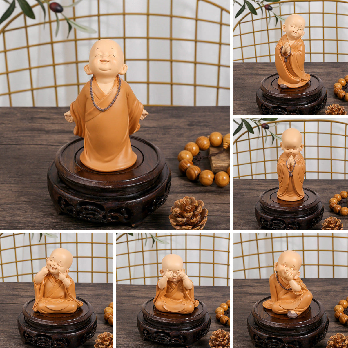 Little Monk Figurine – Zen Buddhist Decor for Home, Meditation Space & Spiritual Gifts