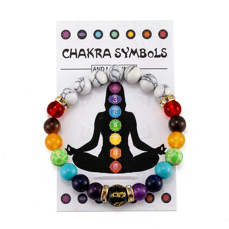 7 Chakra Healing Bracelet with Meaning Card – Natural Crystal Jewelry for Men & Women