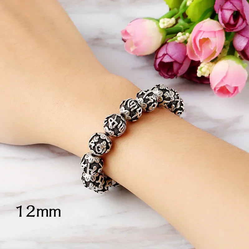Sanskrit Six-Word Mantra Buddha Bracelet – OM Mala Prayer Beads for Men & Women | Buddhist Jewelry