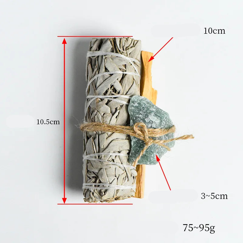White Sage Bundle Set with Palo Santo & Crystal – Complete Kit for Cleansing, Healing & Energy Work