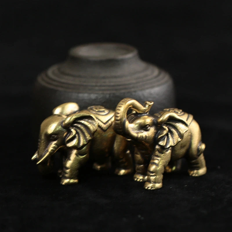 Cute Antique Bronze Elephant Miniature Figurines – Symbol of Luck, Wisdom & Strength