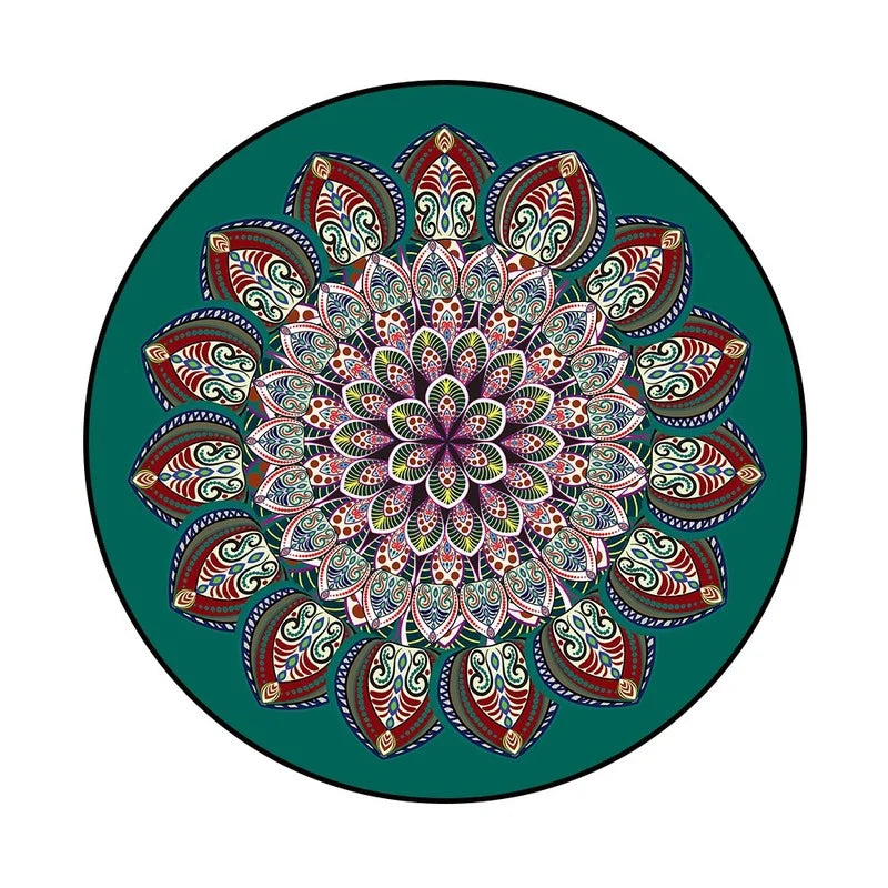 Bohemia Mandala Round Carpet Floor Mat – Vibrant Boho Style for Yoga, Meditation & Home Décor