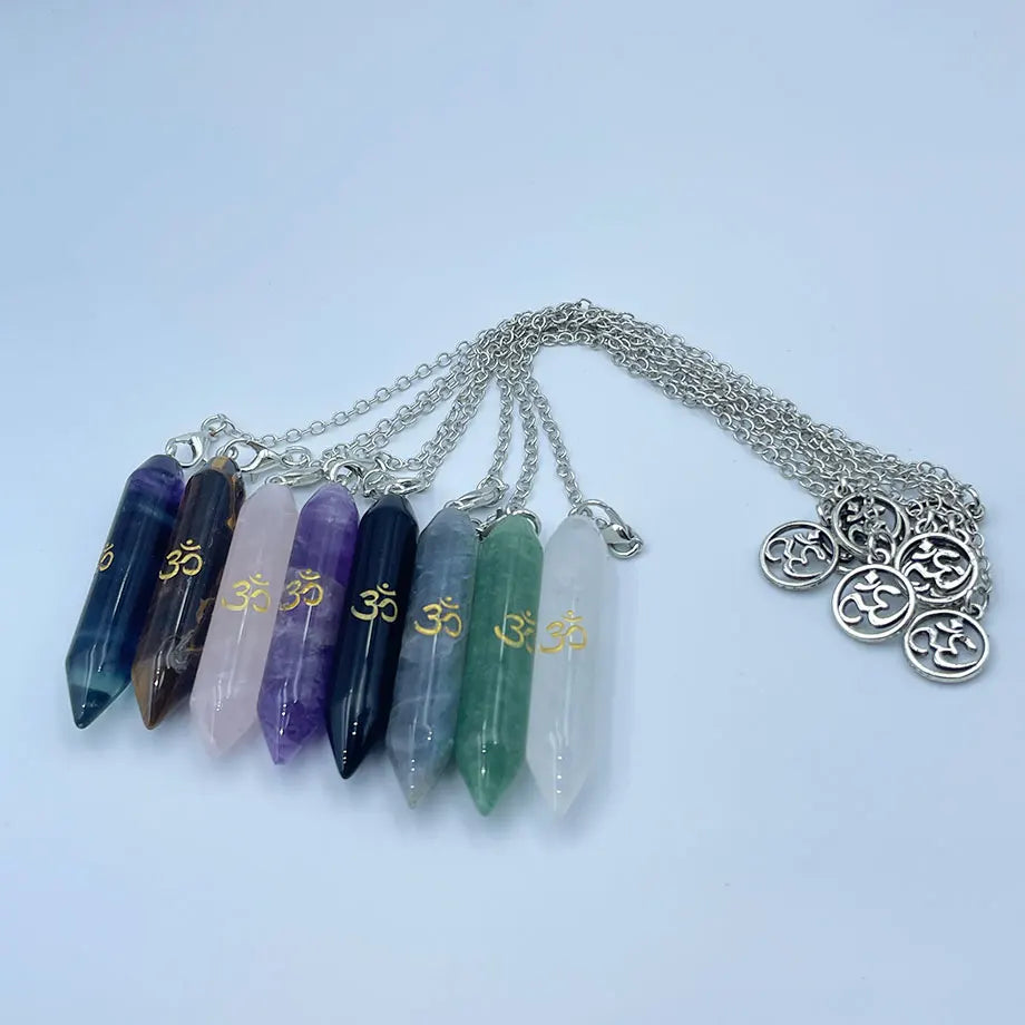 Natural Gemstone Crystal Pendulum Necklace – Spiritual Pendant for Dowsing, Chakra Healing & Energy Work