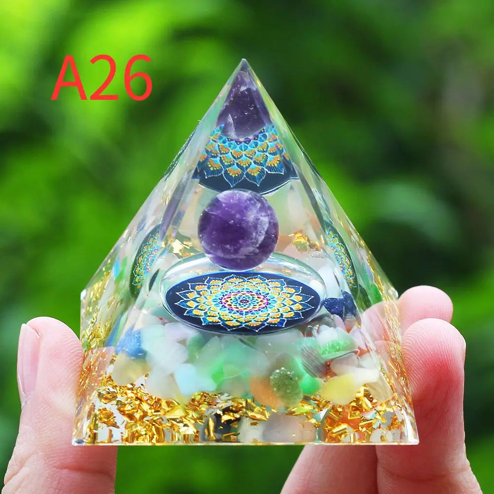 Crystal Stone Orgone Pyramid – Energy Generator for Healing, Protection & Chakra Balancing