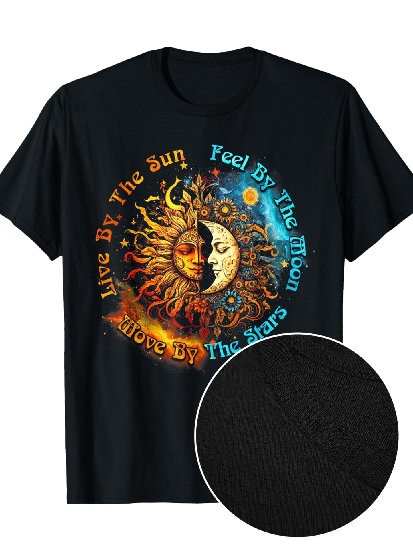 "Live By The Sun, Feel By The Moon" T-Shirt – Celestial Vibes for Balanced Living