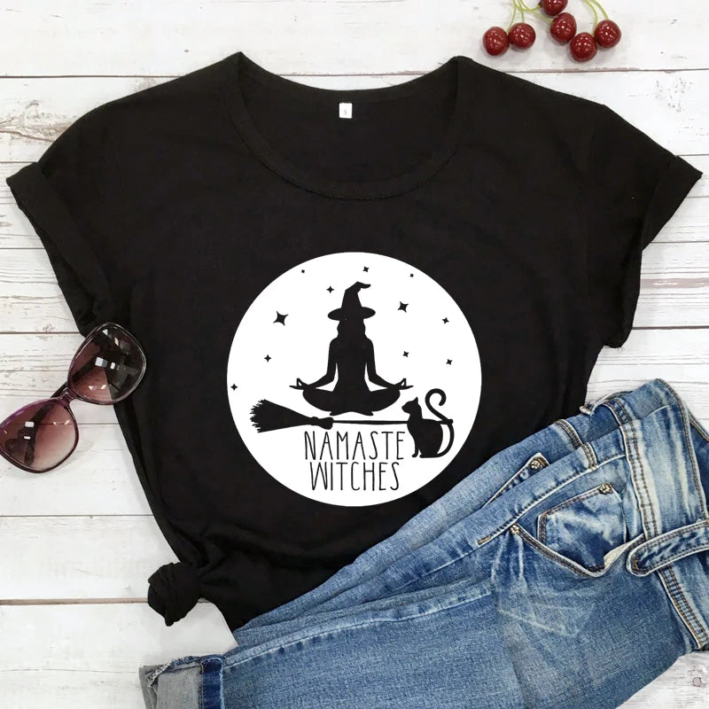 "Namaste Witches" T-Shirt – Witchy Vibes Meet Mindful Zen
