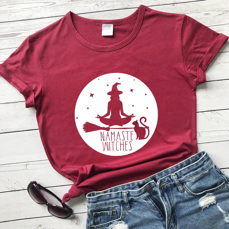 "Namaste Witches" T-Shirt – Witchy Vibes Meet Mindful Zen