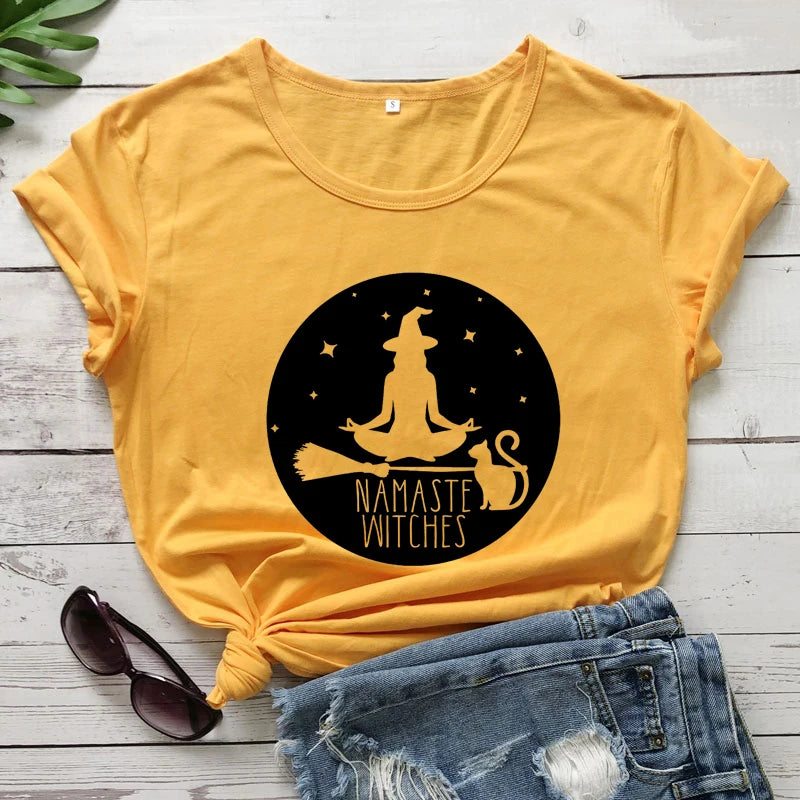 "Namaste Witches" T-Shirt – Witchy Vibes Meet Mindful Zen