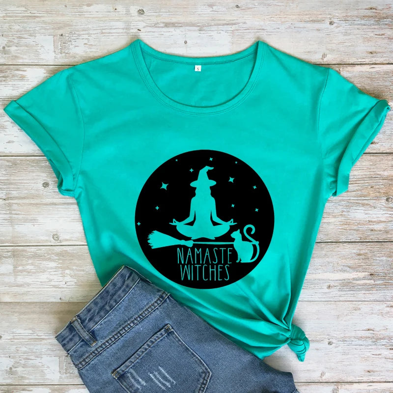 "Namaste Witches" T-Shirt – Witchy Vibes Meet Mindful Zen