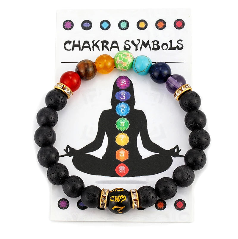 7 Chakra Healing Bracelet with Meaning Card – Natural Crystal Jewelry for Men & Women