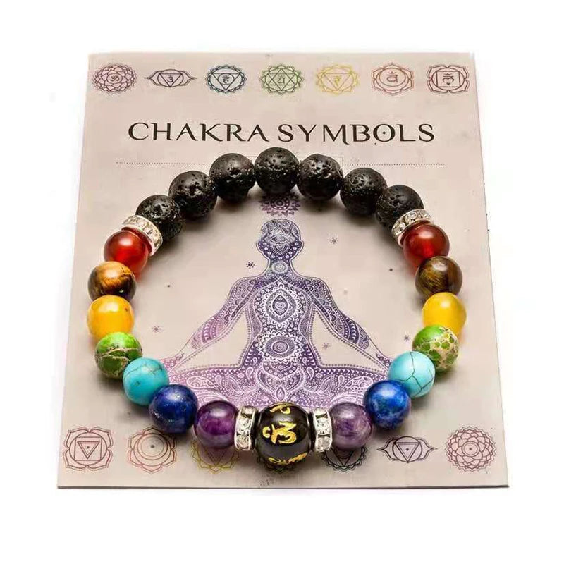 7 Chakra Healing Bracelet with Meaning Card – Natural Crystal Jewelry for Men & Women
