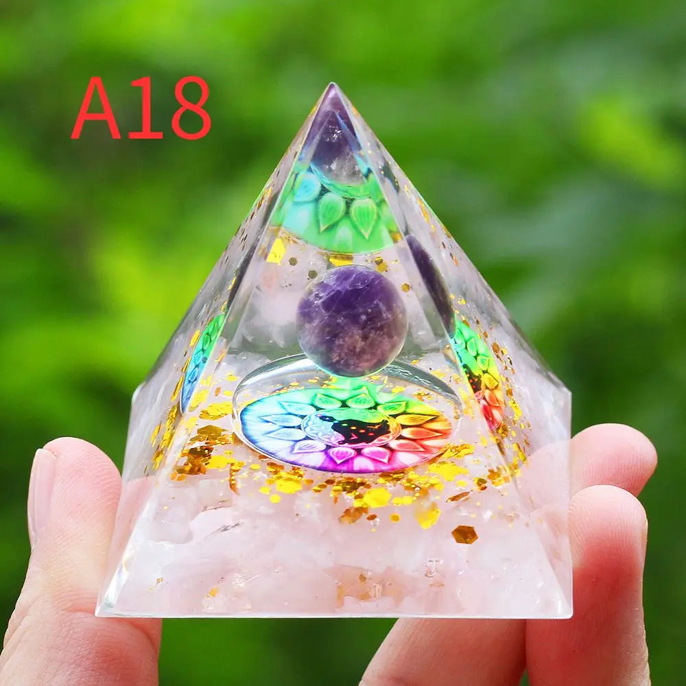 Crystal Stone Orgone Pyramid – Energy Generator for Healing, Protection & Chakra Balancing