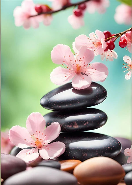 Spa Zen Canvas Wall Art – Cherry Blossom, Pink Lotus & Lily Floral Prints for Relaxation, Meditation & Home Decor