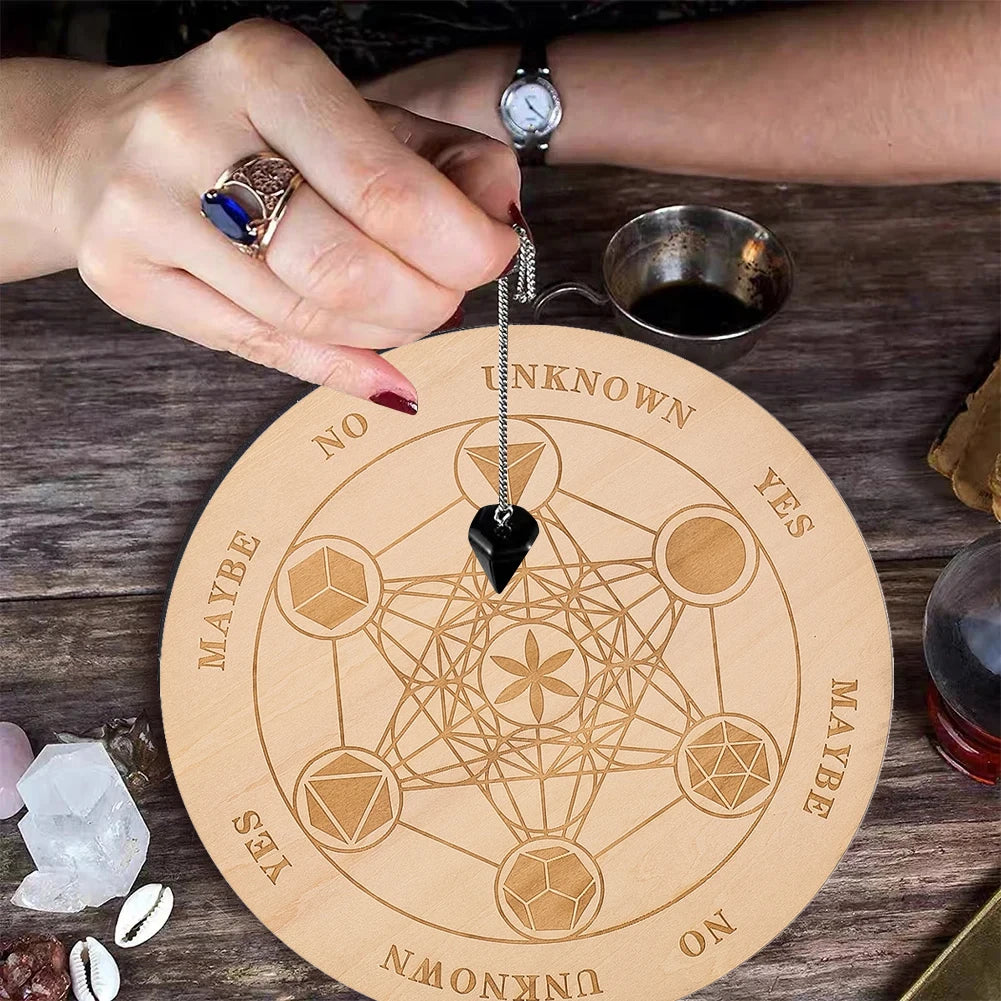 Metatron’s Cube Crystal Grid Board – 20cm Sacred Geometry Plate for Chakra Healing, Meditation, Tarot, & Altar Decor