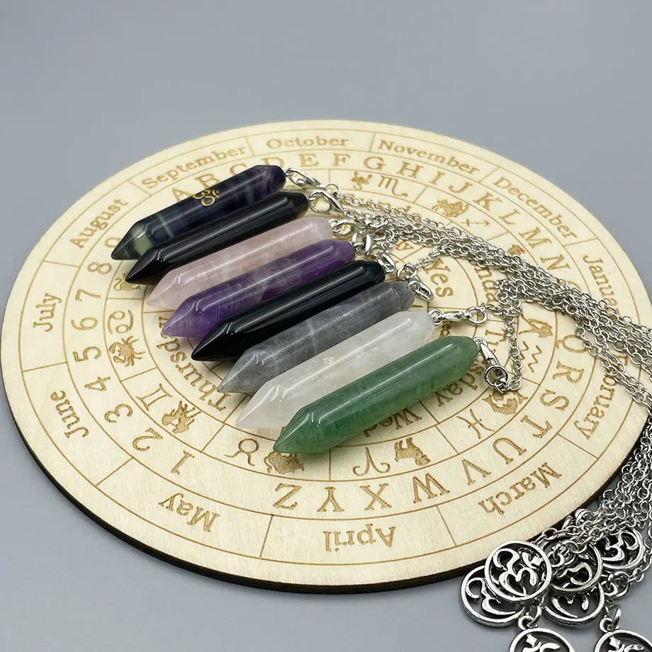 Natural Gemstone Crystal Pendulum Necklace – Spiritual Pendant for Dowsing, Chakra Healing & Energy Work