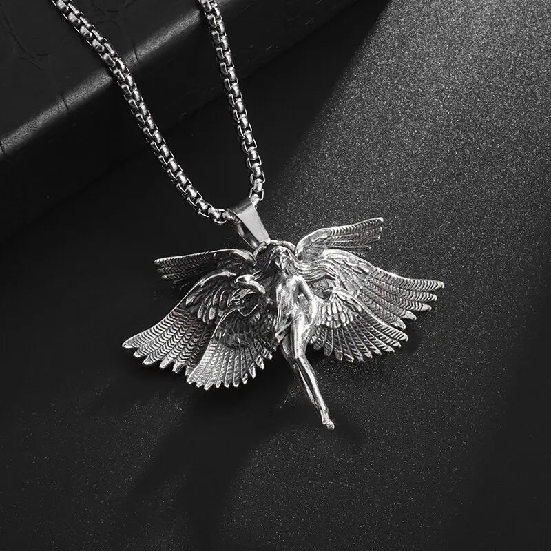 Guardian Angel Pendant Necklace – Spiritual Protection & Comfort in a Timeless Design