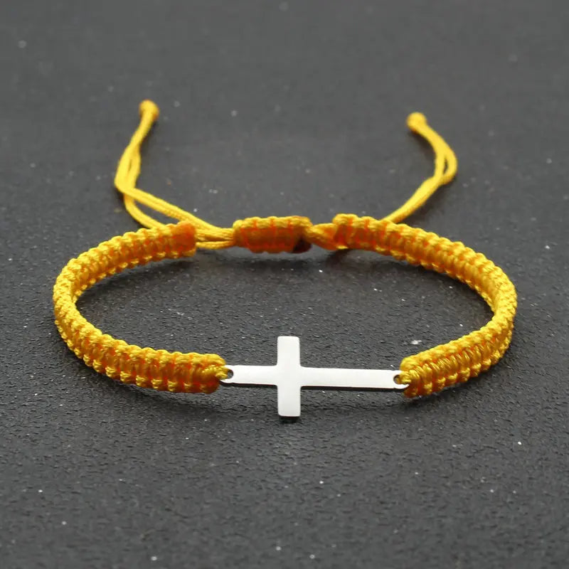 Simple Braided Rope Bracelet with Cross – Minimalist Faith-Inspired Accessory
