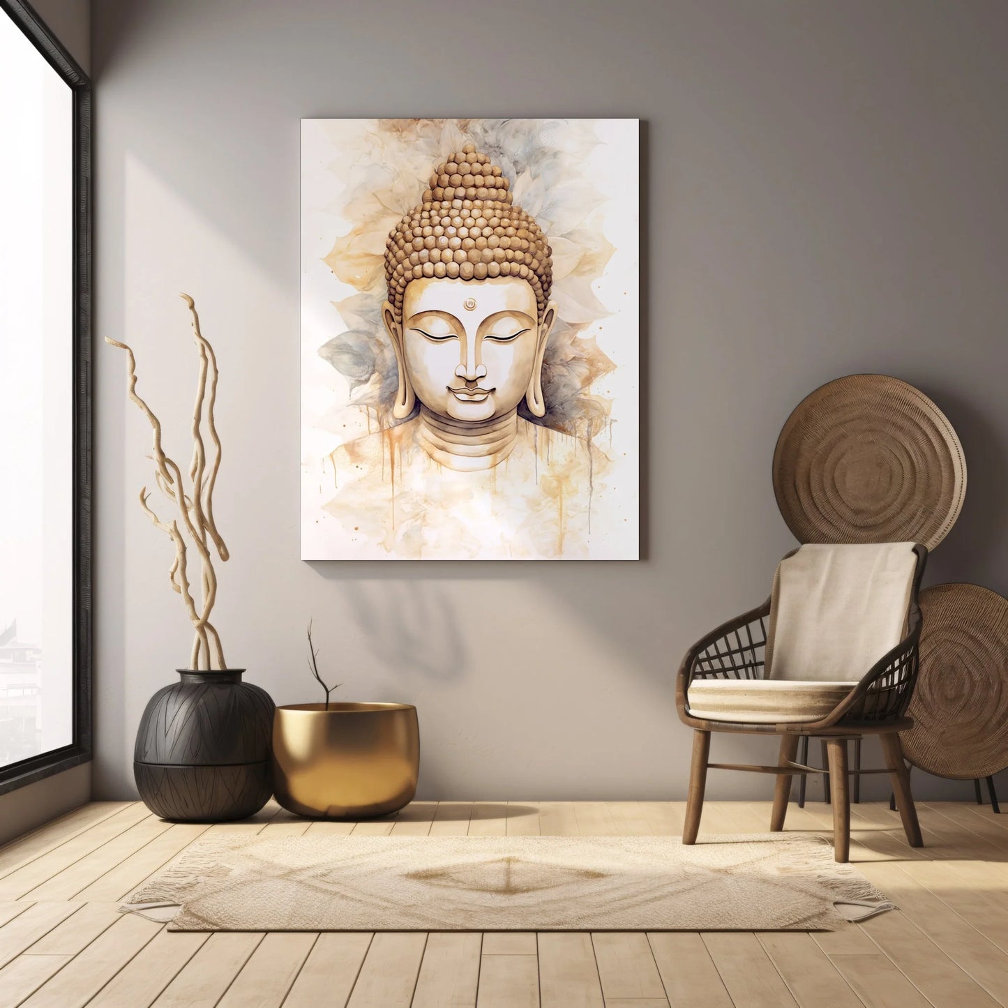 Tree of Life & Buddha Canvas Wall Art – Nordic-Inspired Spiritual Decor for Home & Meditation Spaces