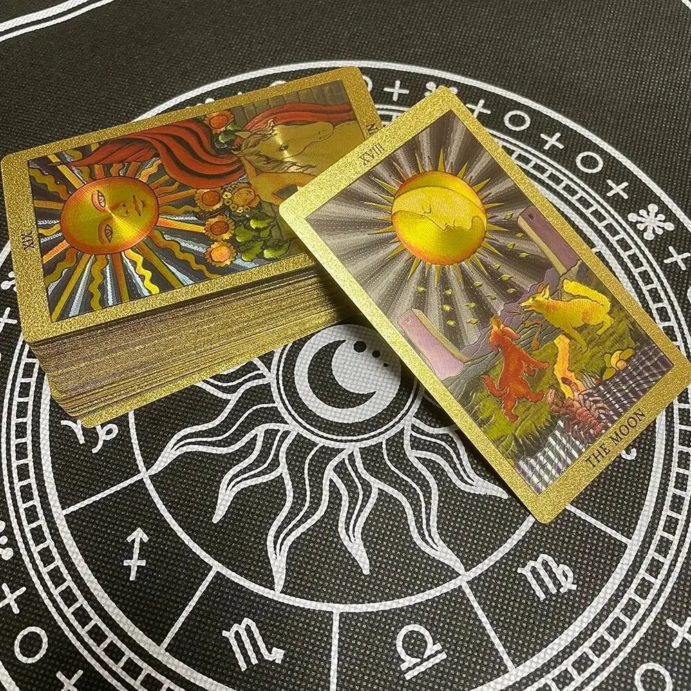 Gold Foil Tarot Cards – Luxurious 78-Card Deck with Holographic Shine