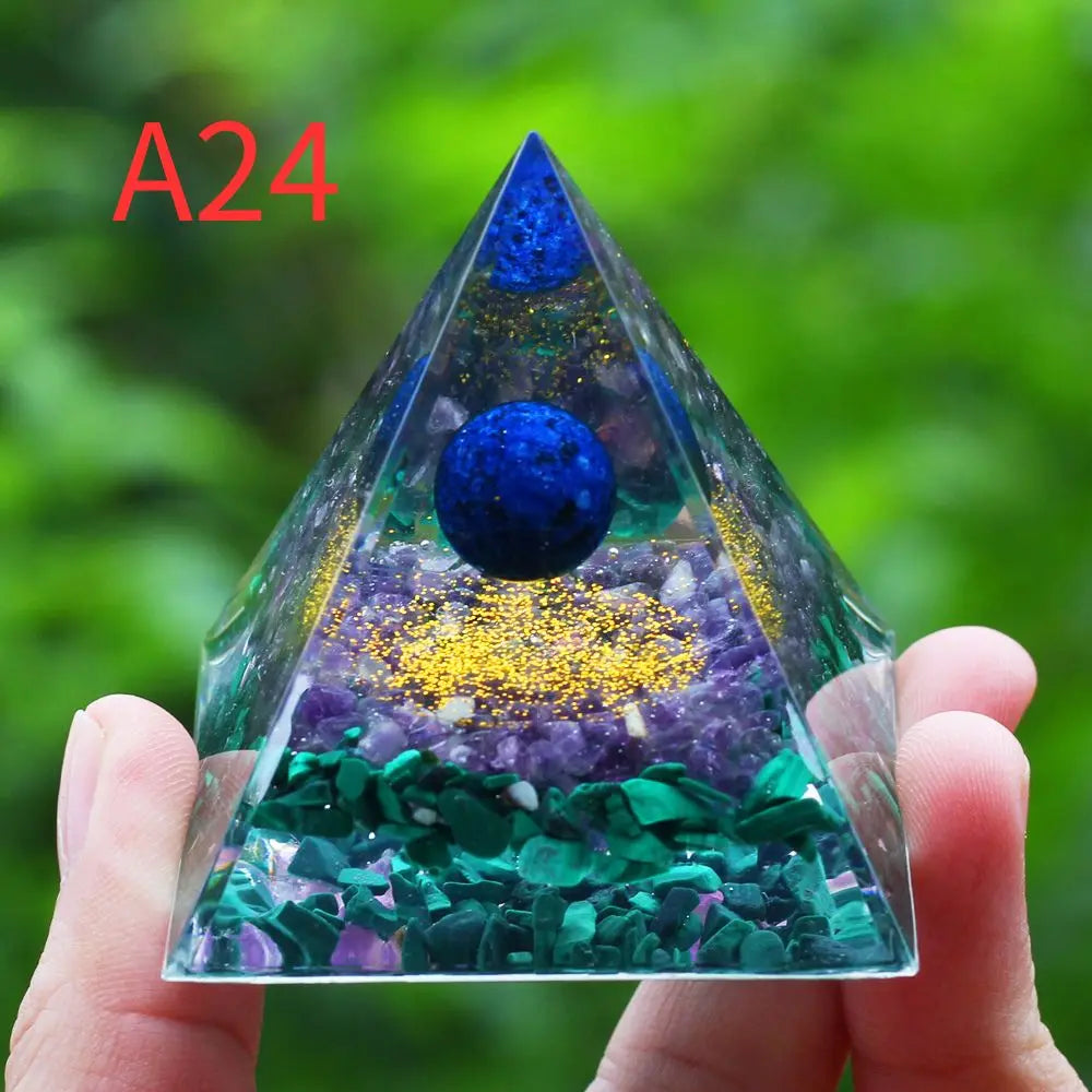 Crystal Stone Orgone Pyramid – Energy Generator for Healing, Protection & Chakra Balancing