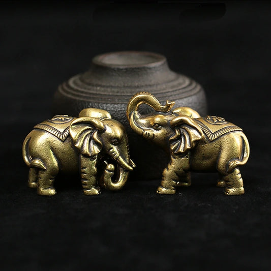 Cute Antique Bronze Elephant Miniature Figurines – Symbol of Luck, Wisdom & Strength