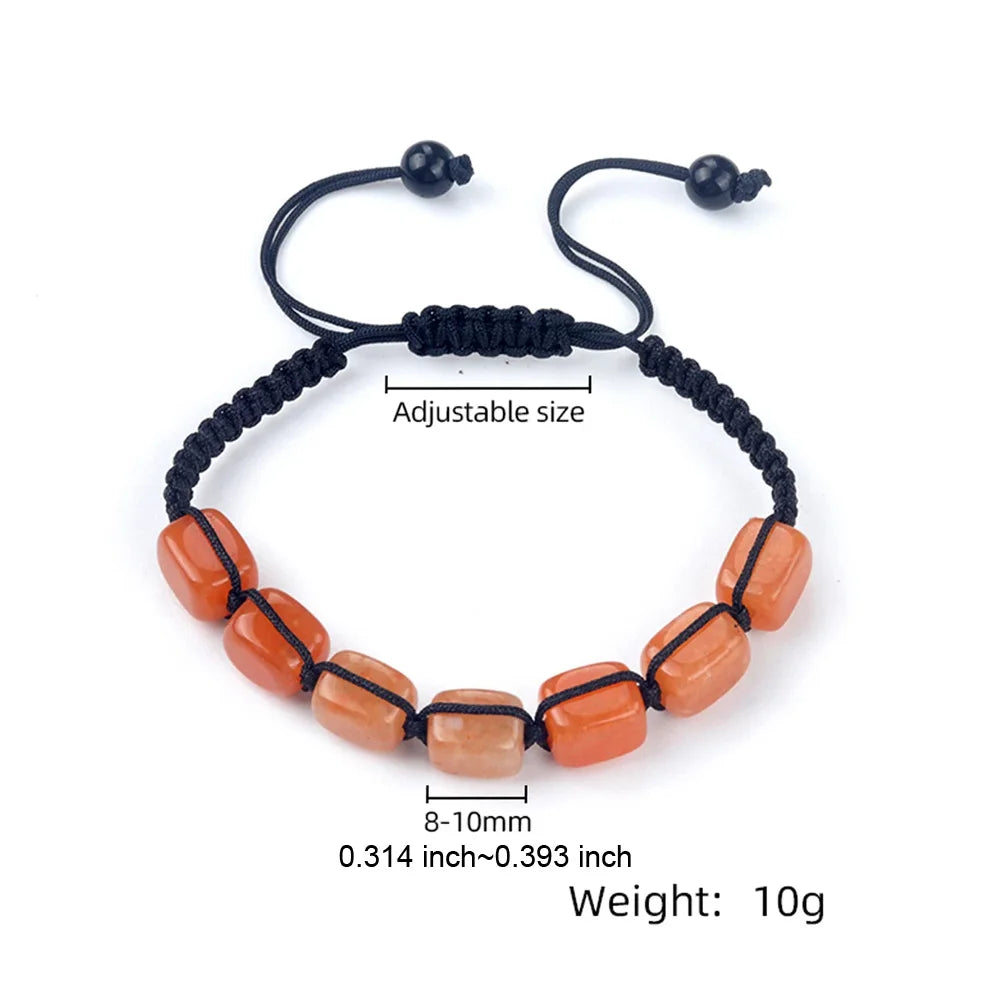 7 Chakra Healing Crystal Bracelet – Square Beads Yoga Stone Bracelet for Meditation, Anxiety Relief & Relaxation | Adjustable for Women