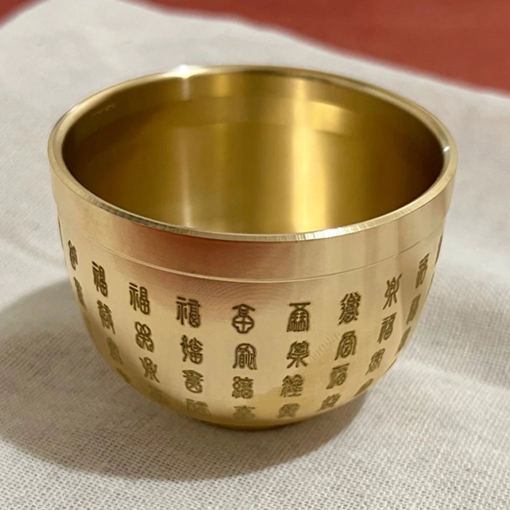 Gold Feng Shui Hundred Blessings Bowl – Chinese Wealth & Prosperity Symbol for Home or Office Decor