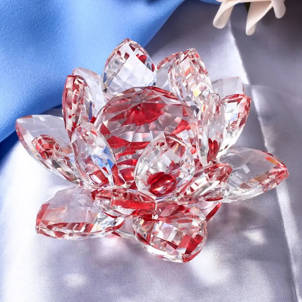 Multi-Color Crystal Lotus Flower Figurine – Feng Shui Decor for Spiritual Energy, Healing & Home Harmony