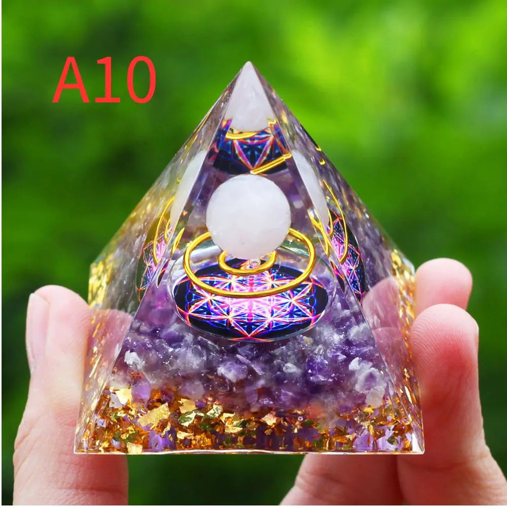 Crystal Stone Orgone Pyramid – Energy Generator for Healing, Protection & Chakra Balancing