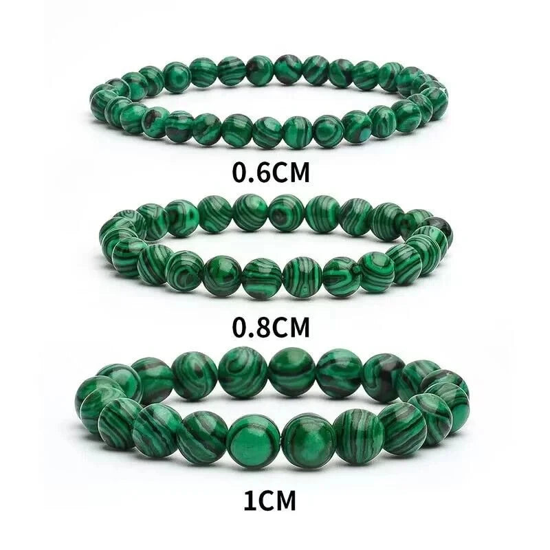 6/8/10mm Green Malachite Yoga Beaded Bracelet