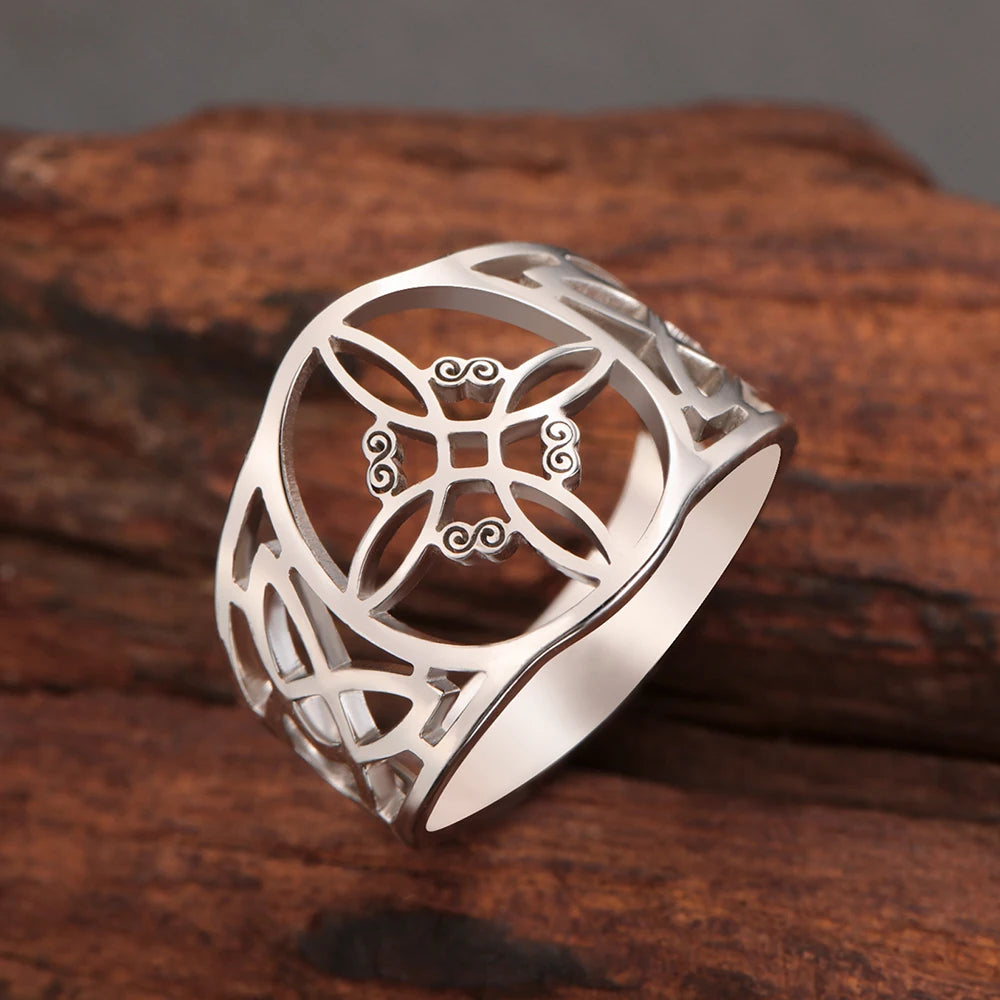 Witch Knot Stainless Steel Ring – Symbol of Protection, Power & Pagan Tradition