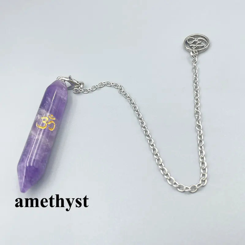 Natural Gemstone Crystal Pendulum Necklace – Spiritual Pendant for Dowsing, Chakra Healing & Energy Work