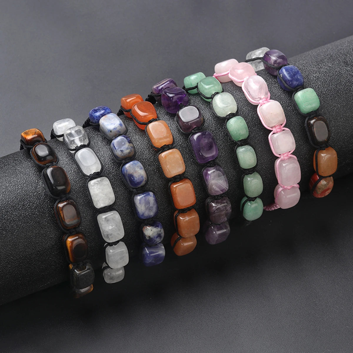 7 Chakra Healing Crystal Bracelet – Square Beads Yoga Stone Bracelet for Meditation, Anxiety Relief & Relaxation | Adjustable for Women