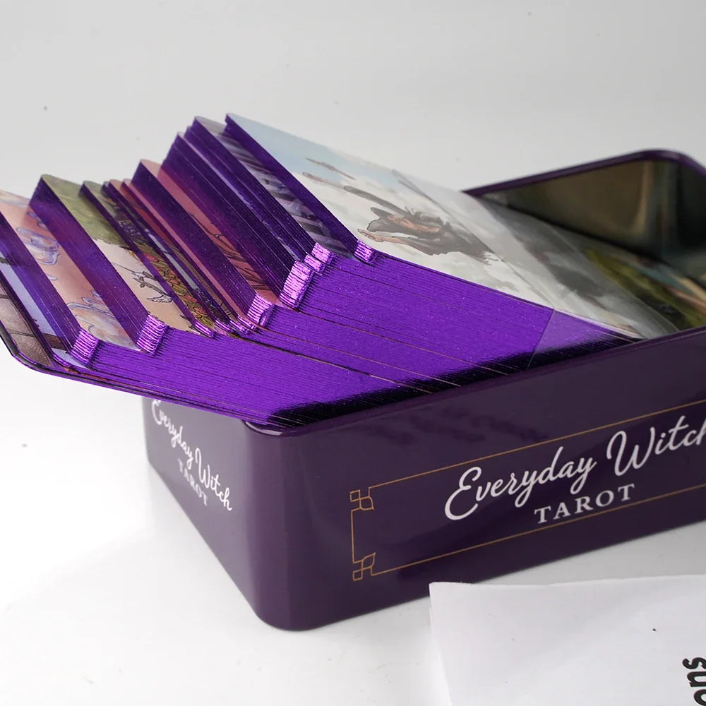 Everyday Witch Tarot Cards – 78-Card Deck in a Collectible Tin Metal Box
