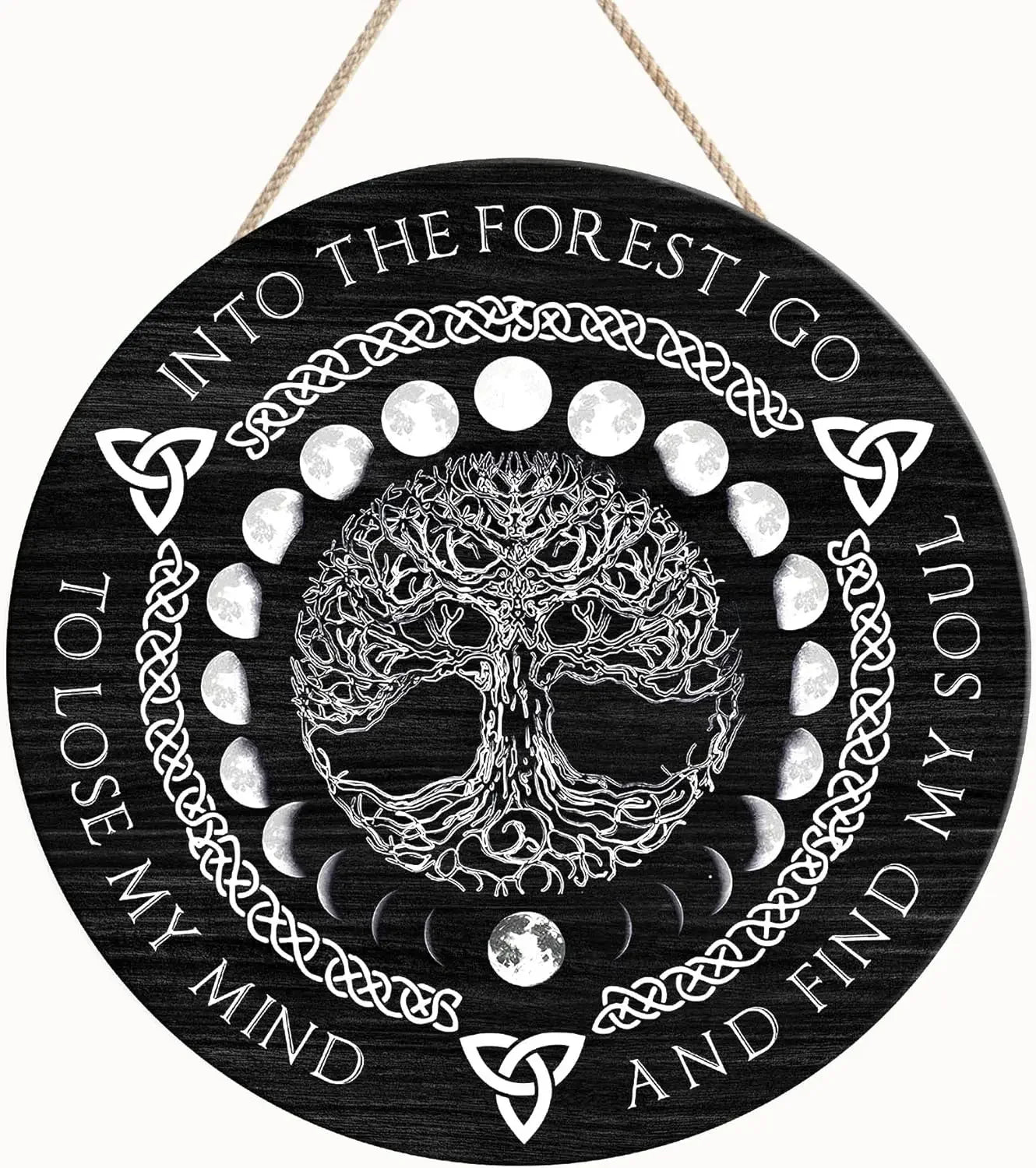 Round Wheel of the Year Wooden Wall Plaque – Pagan Sabbat Calendar for Ritual & Seasonal Decor