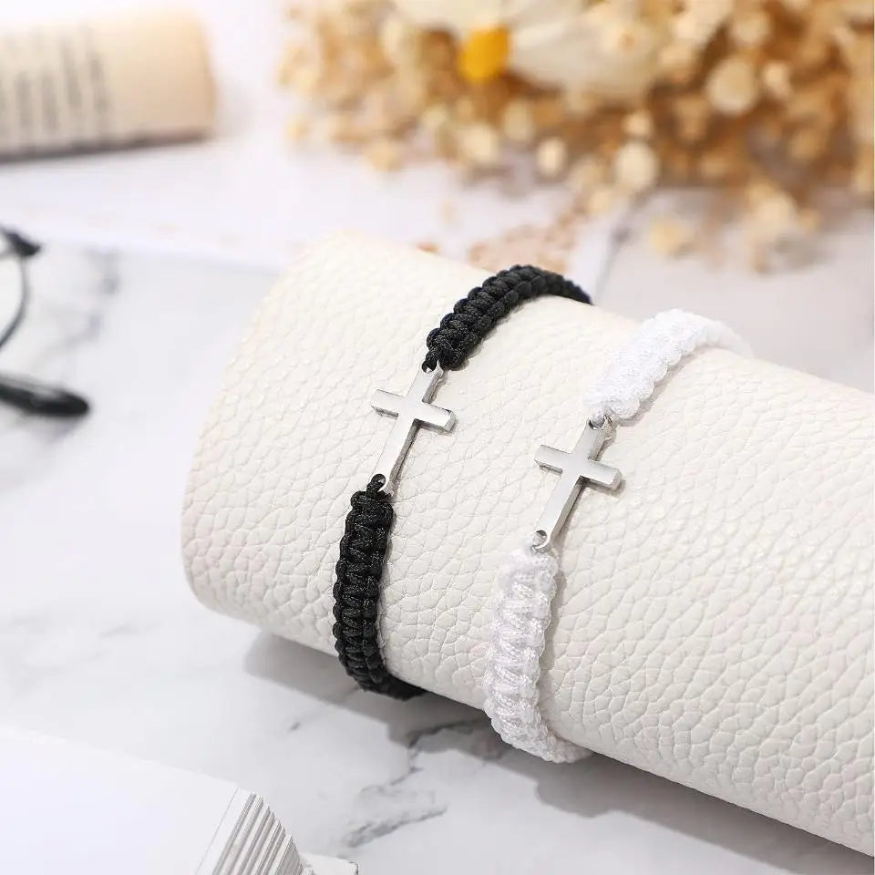 Simple Braided Rope Bracelet with Cross – Minimalist Faith-Inspired Accessory