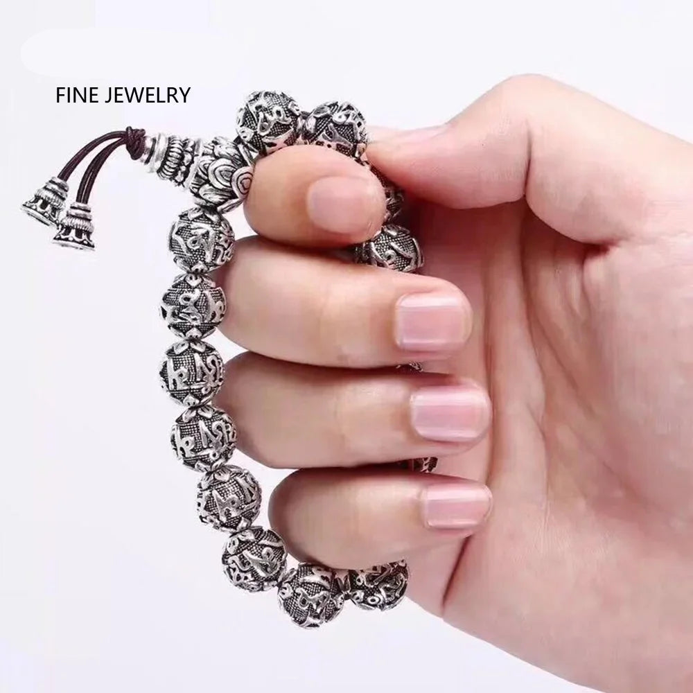 Sanskrit Six-Word Mantra Buddha Bracelet – OM Mala Prayer Beads for Men & Women | Buddhist Jewelry